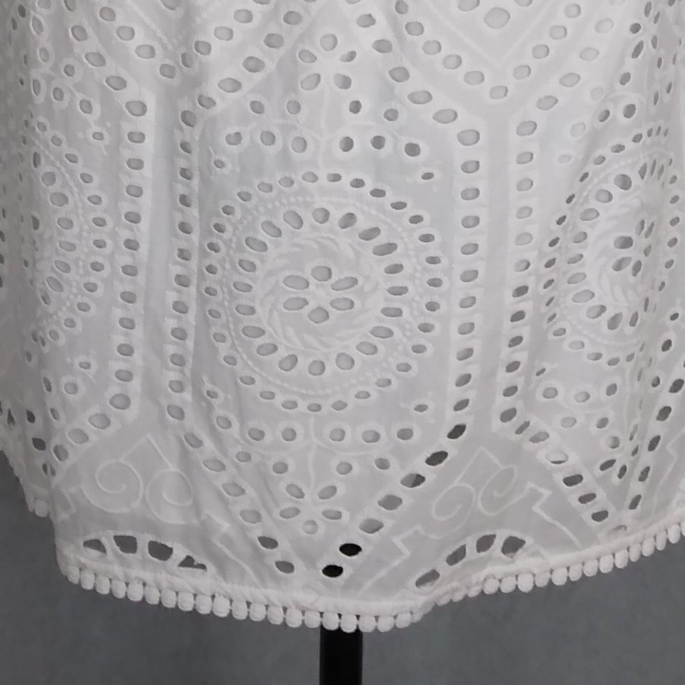 Rye Grass | NWT White Cotton Eyelet Lace Elastic Waist Skirt | Size 6 - Picture 6 of 10